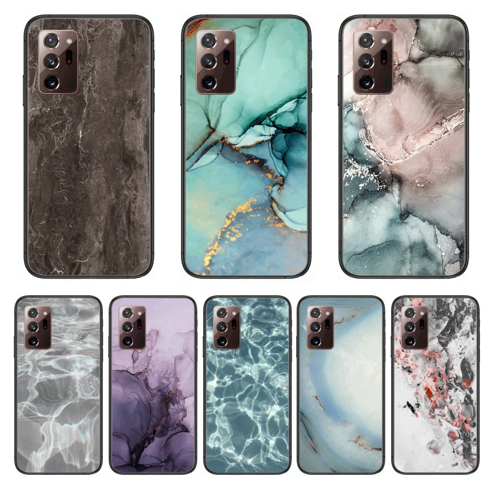 

marble Phone Case cover hull For SamSung note20 10 9 8 4 pro plus black prime soft bumper Transparent