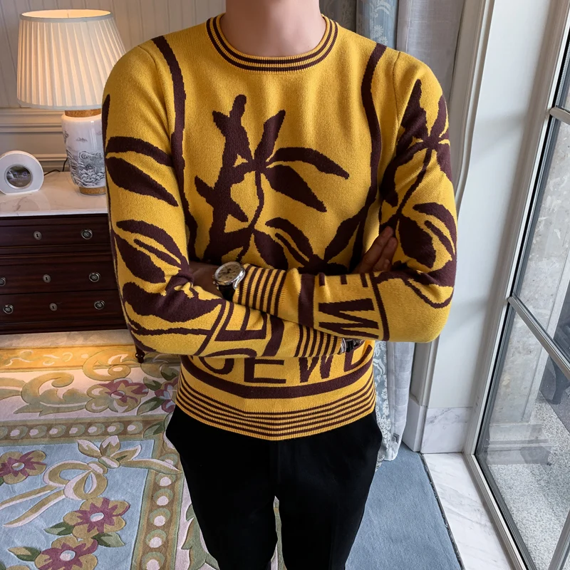 2019 осень и зима новый мужской модный бутик джемпер с цветами британский