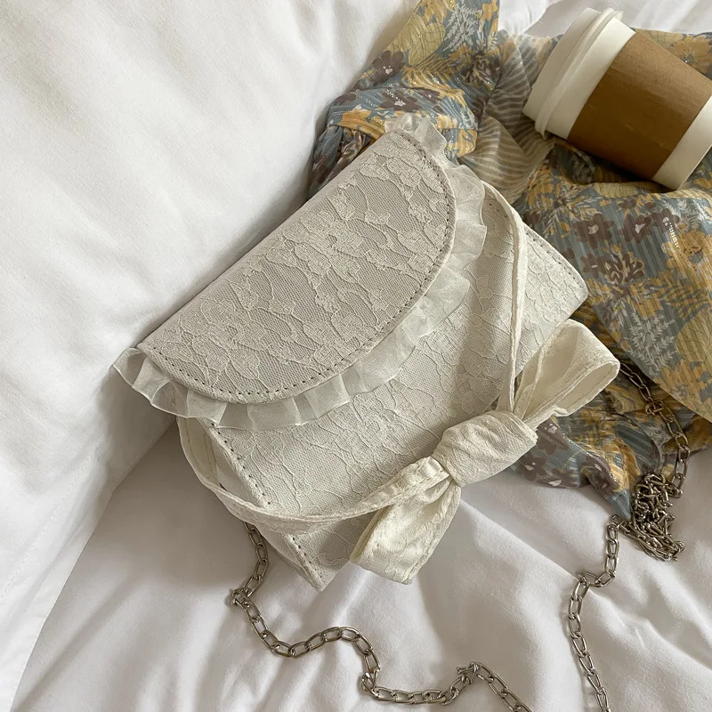 

Women's Handbags Lace Mesh Playful Pearl Temperament Portable Retro Bow Bag
