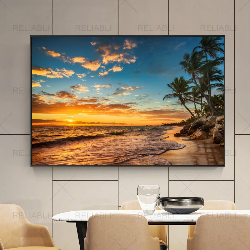 Настенная картина Mdoern, закат, пляж, океан, пейзаж, настенное искусство, большой размер, HD картина для гостиной, украшение для дома, без рамки