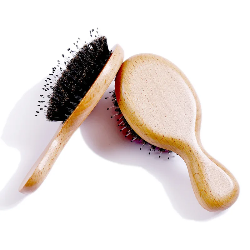 

Bristle Hair Brush Portable Anti-static Non-slip Handle Hair Comb Head Scalp Massager Cute &Mini Sized Comb