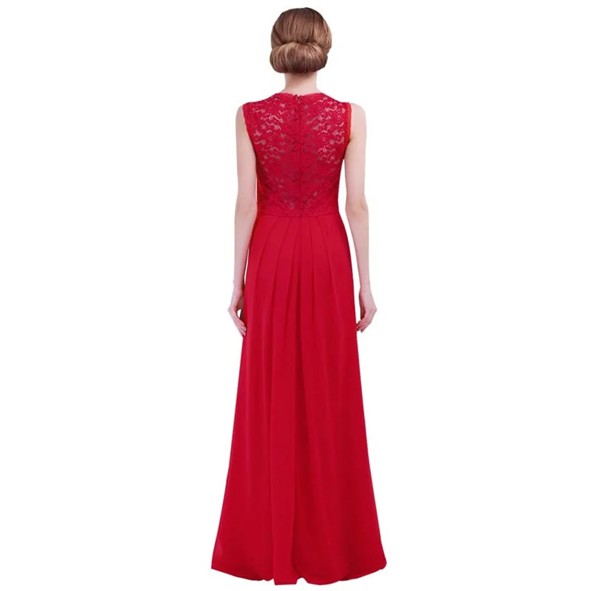 Женское шифоновое платье без рукавов TiaoBug длинное кружевное подружки невесты с v
