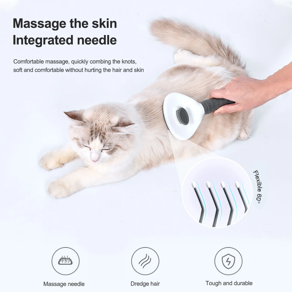 

Stainless Steel Needle Automatic Cleaning Pet Brush One Key Hair Removal Dog Brush Cat Dog Pet Comb