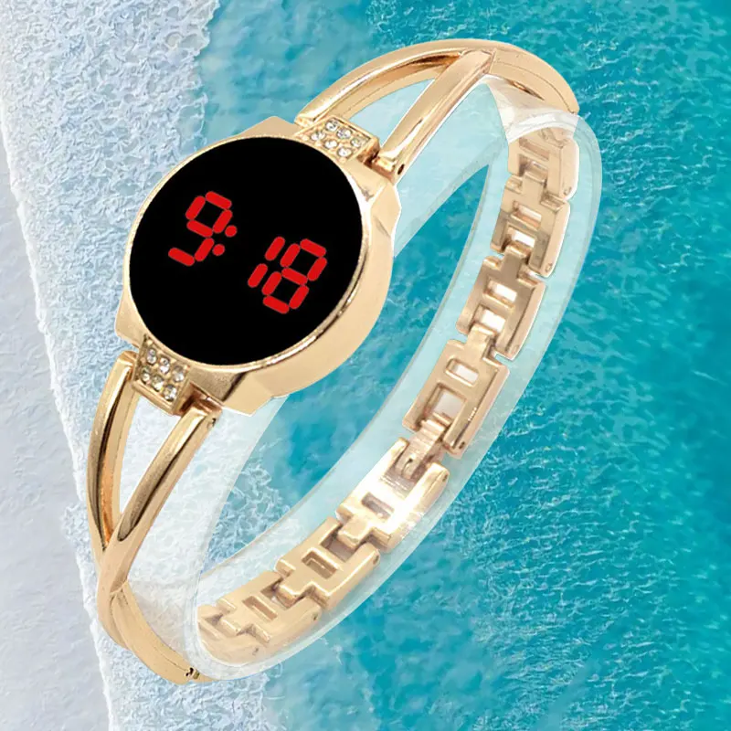 

Hot Fashion Ladies Digital Wristwatch Touch Screen Sport Waterproof Wrist Watches Simple Luxury Stainless Steel Watch For Women