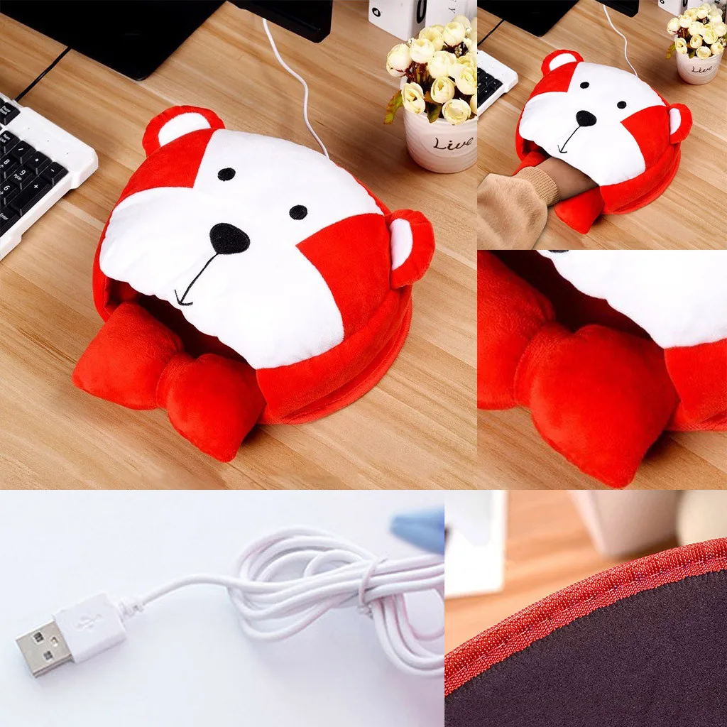 Розовый/красный USB Коврик для мыши с подогревом коврик теплый зимний ремешком на