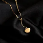 Женская позолоченная цепочка YUN RUO, ожерелье с кулоном в форме сердца 18 карат, регулируемая цепочка, модные ювелирные изделия из титановой стали 316 л, нержавеющая сталь, подарок, не выцветает