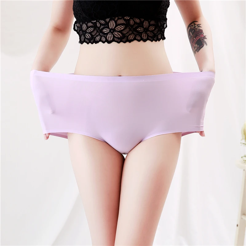 

Women's Panties Ice Silk Intimates 3D High Waist Briefs Sexy Lingerie seamless Underwear Large Size Underpants For Women 45