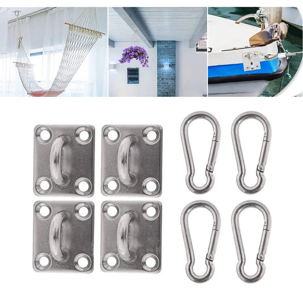 

Eye Plate Pad Metal Staple Ring Hook Stainless Steel Ceiling Loop Carabiner Clips Screw Household Fixer Firmly Embeds Wall Parts