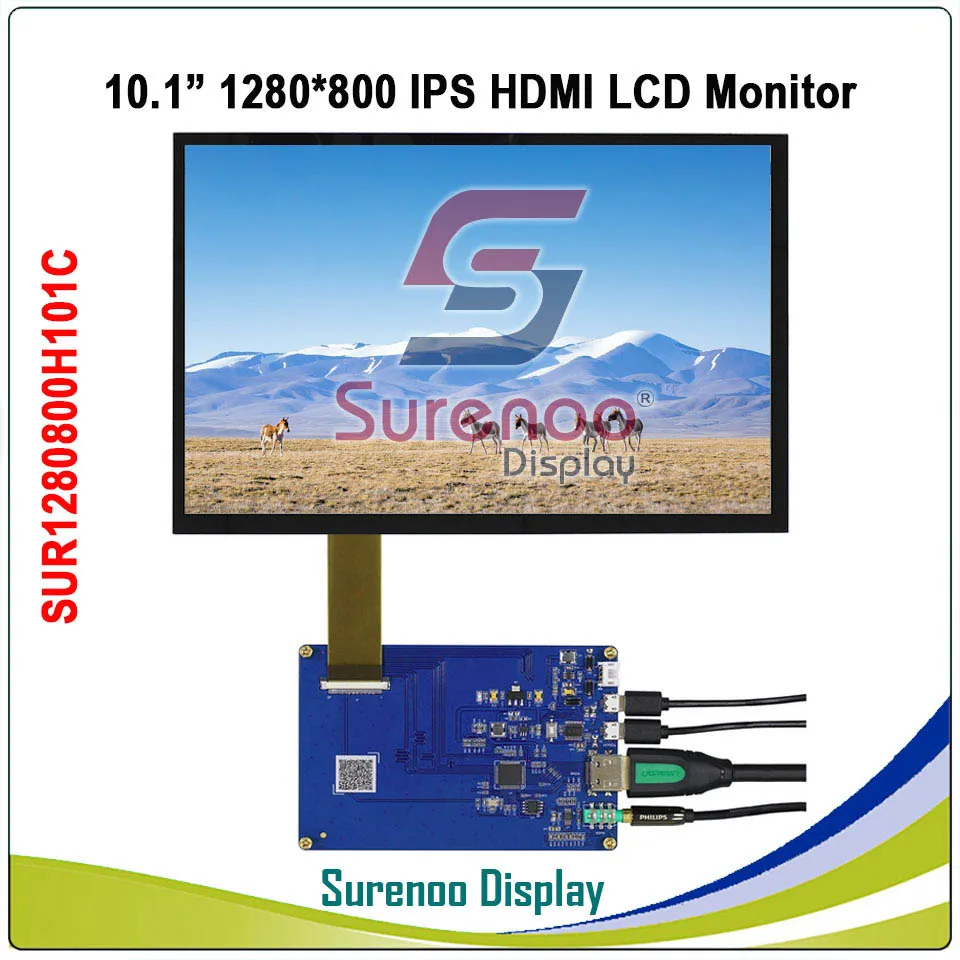 10," 10,1 дюймов 1024*600 1280*800 HDMI ЖК-модуль дисплей монитор ips экран с USB емкостной сенсорной панелью для Raspberry Pi - Цвет: SUR1280800H101C