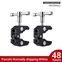 2 pack aluminum super crab clamp with 14 and 38 thread for dslr rig lcd monitor studio led light flash magic arm camera