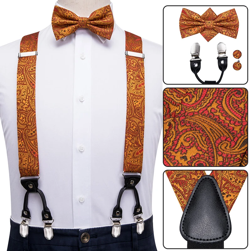 BD 3021 Hi Tie шелковые мужские подтяжки для взрослых набор из кожаного металла 6