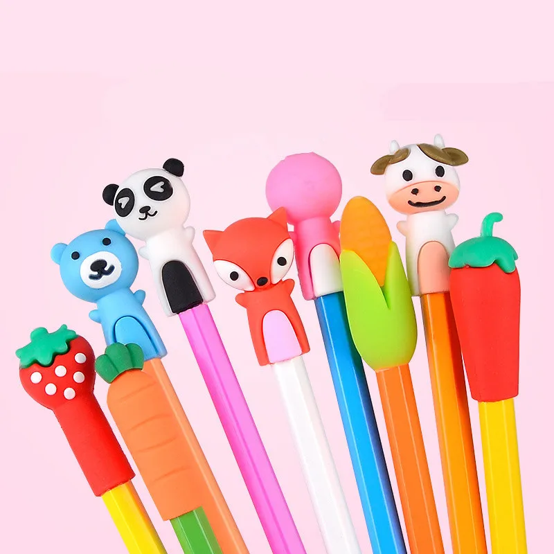 1 комплект мультяшная силиконовая ручка кепка карандаш для овощей морковь топ