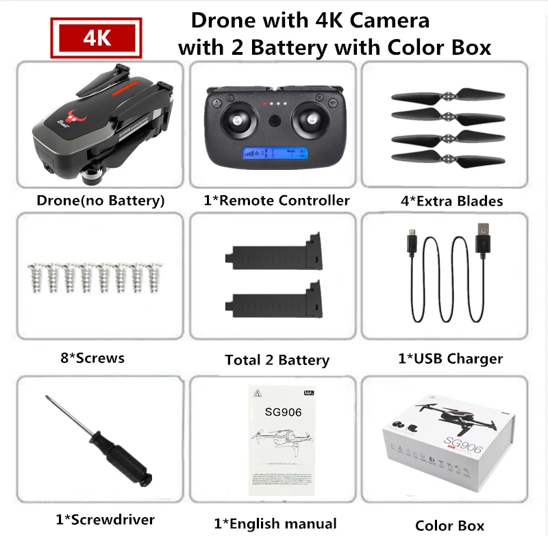 Black 2B Color Box ZLRC SG906 RC gps Дрон 4K оптический поток Квадрокоптер с 5G wifi камерой селфи Дрон складной Квадрокоптер VS SJRC F11 PRO X9 - Цвет: Black 2B Color Box