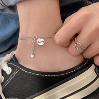 concise style jewelry 925 sterling silver for women round plate chains anklet daily costume collocation trendy accessoires