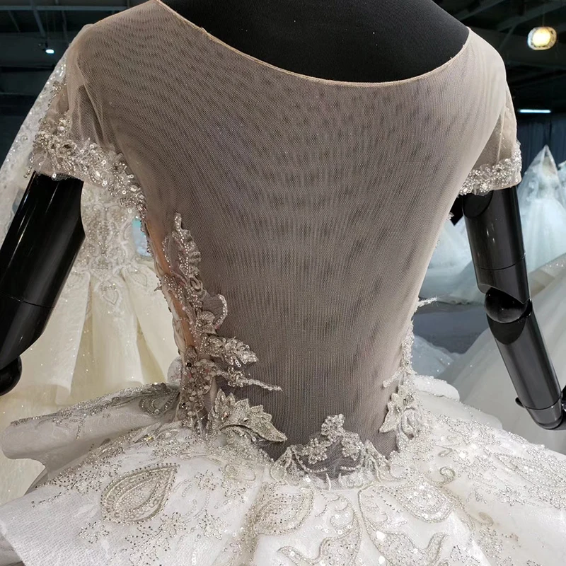 HTL1026 свадебное платье кружевное с двух сторон Peplum аппликация блеск роскошный