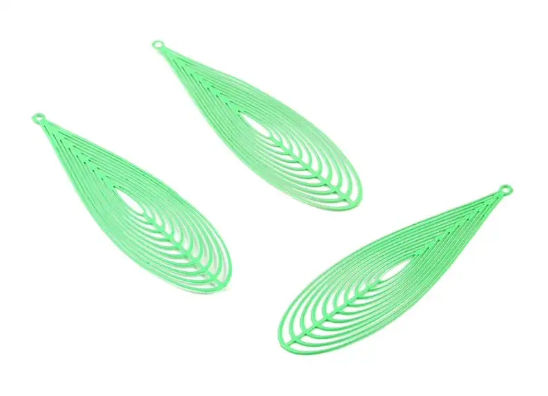 

Luminous Green Drop Brass Pendant - Brass Drop For Necklace - Earring Charms - 4Pcs/Lot - 55.12x16.03x0.54mm - JJB4426