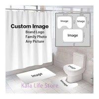 personality custom shower curtain 4 piece carpet cover toilet cover bath mat pad set customized bathroom curtain with 12 hooks
