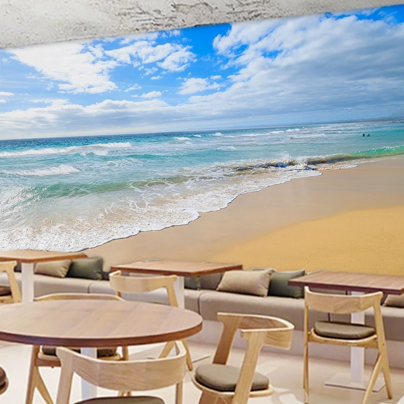 Объемное пространство расширение спальня Средиземное море вид фона стены