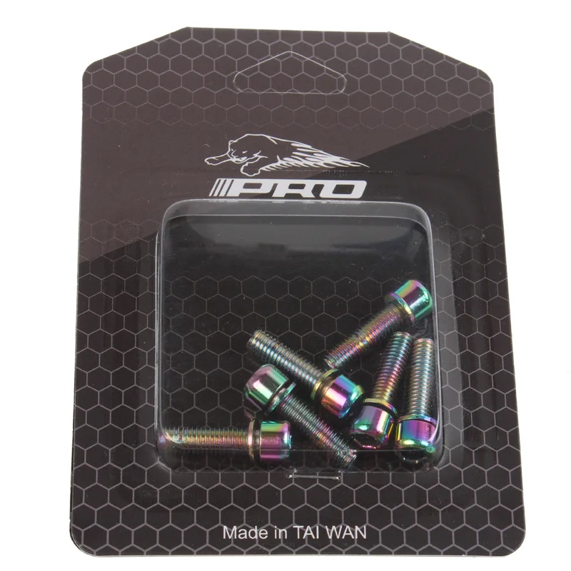 M5*18mm Ti Titanium Plated Screws Bicycle Bolts With Washer For MTB Steering Stem Handlebar Headset 6pcs | Спорт и развлечения