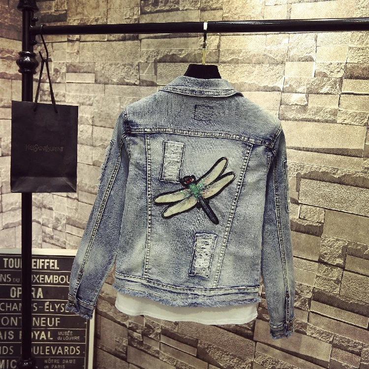 Весенне летняя женская джинсовая куртка в европейском стиле Женская приталенная