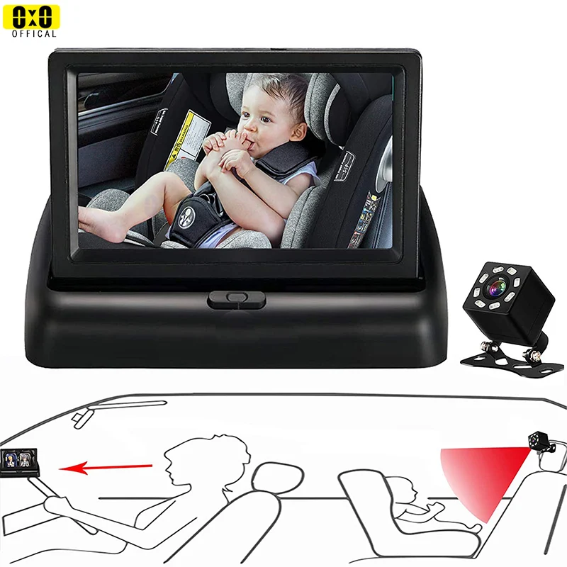 

Baby Car Monitor View Infant in Rear Facing Seat with Wide Crystal Clear View Camera aimed at baby-Easily to Observe Every Move