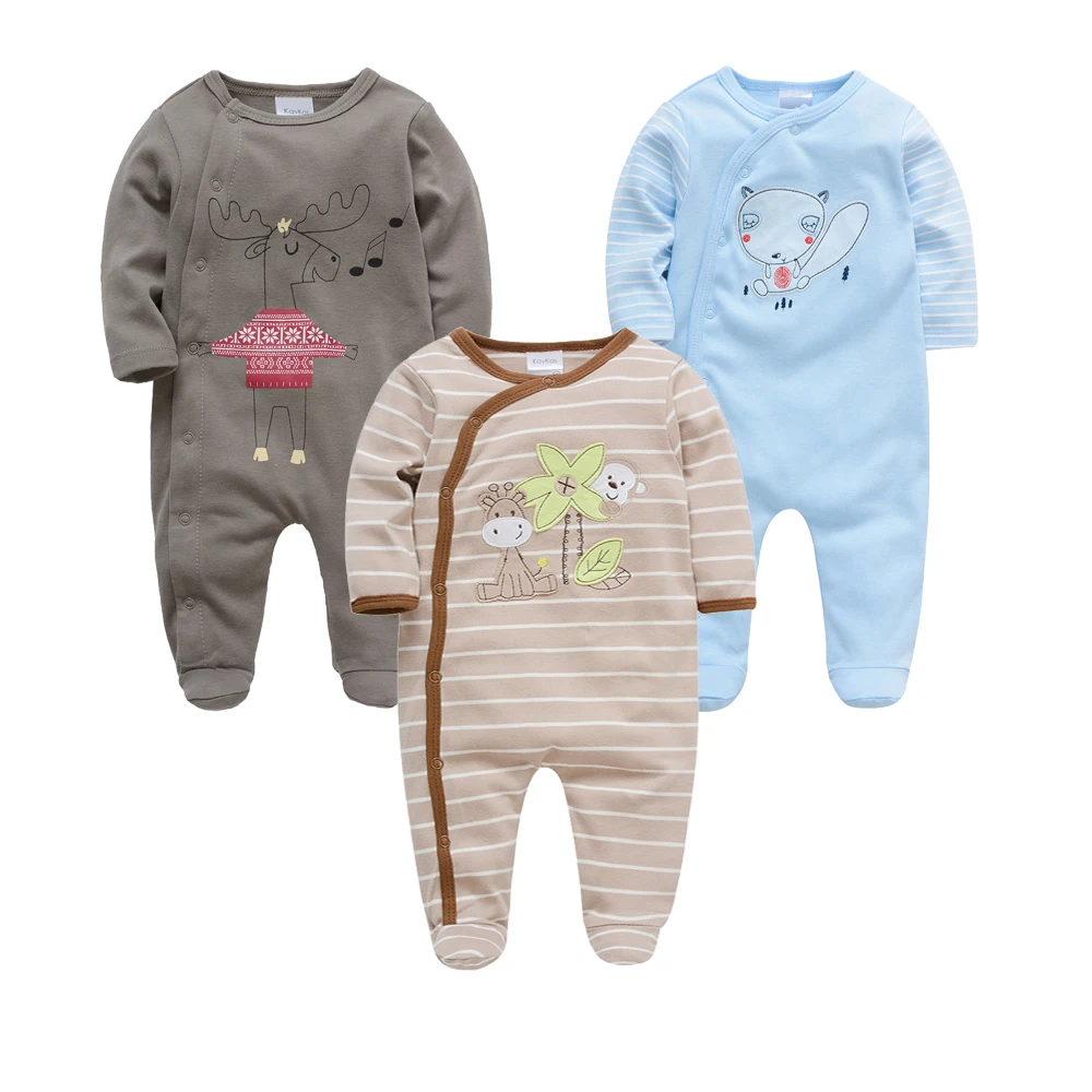 

Honeyzone 3 pcs/set Baby Boy Clothes 100% Cotton Long Sleeve Newborn Jumpsuit Dinosaur Printed Infant Pajamas