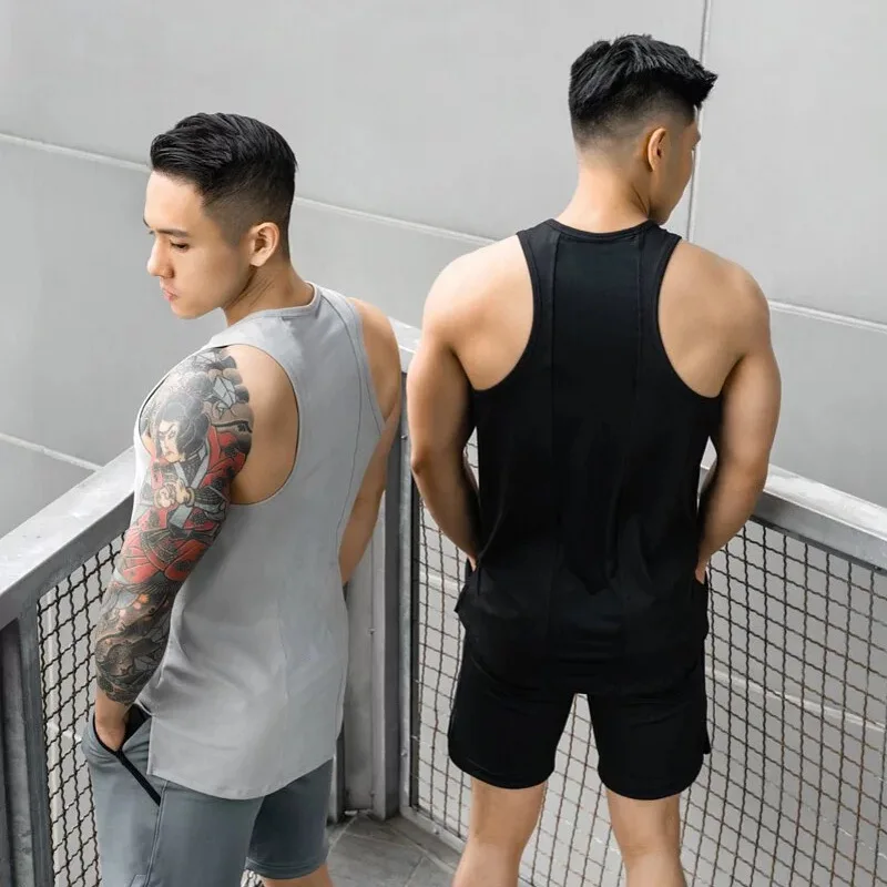 

Summer Stitching Fitness Tide Brand Waistcoat Sleeveless T-shirt Male Muscle Brothers Running Equipment Training Sportswear Vest