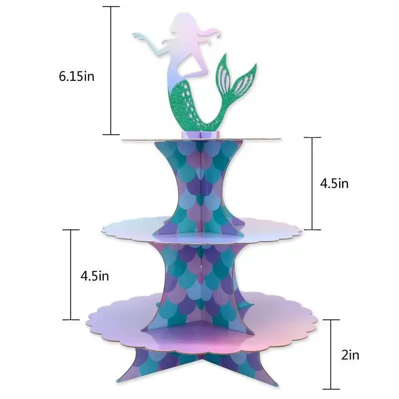 3-уровневая удивительная подставка для торта Русалочка держатель кексов детей