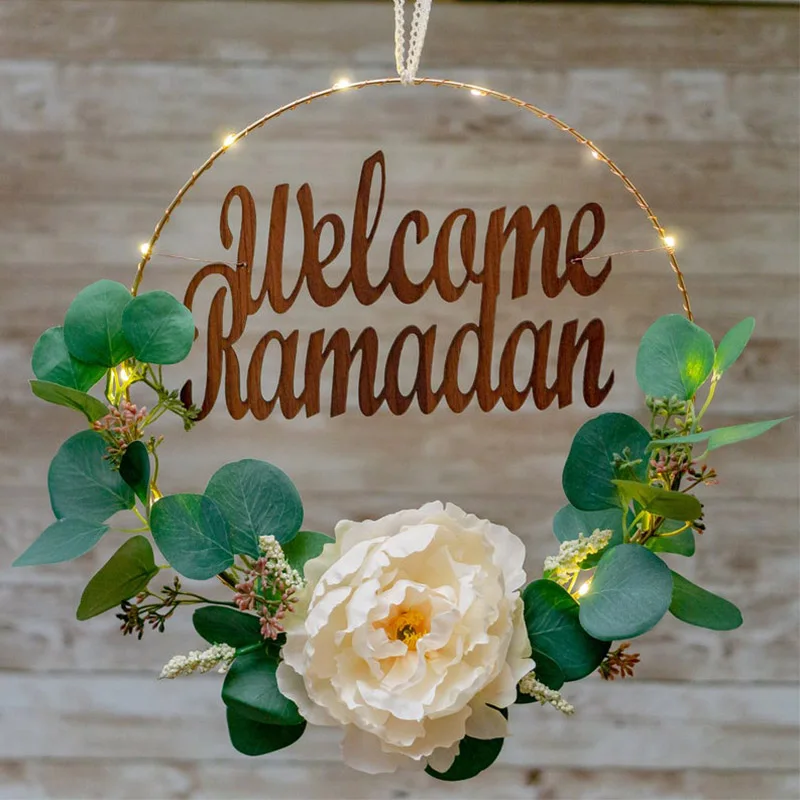 Eid украшения на Рамадан венки Светодиодная лента DIY ВЕНОК Вечеринка ИД Мубарак