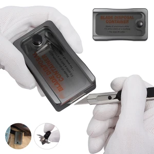 Контейнер для удаления лезвий EHDIS виниловая пленка под карбон, контейнер для сбора ножей с зажимом, магнитный контейнер для хранения лезвий
