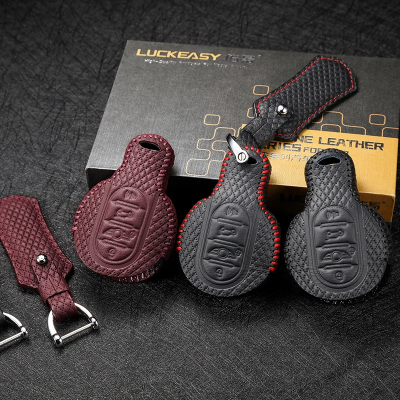 

luckeasy Leather Key Cover For bmw mini clubman 2016 jcw 2015 countryman 2017 3/4 button car Remote Control case G3