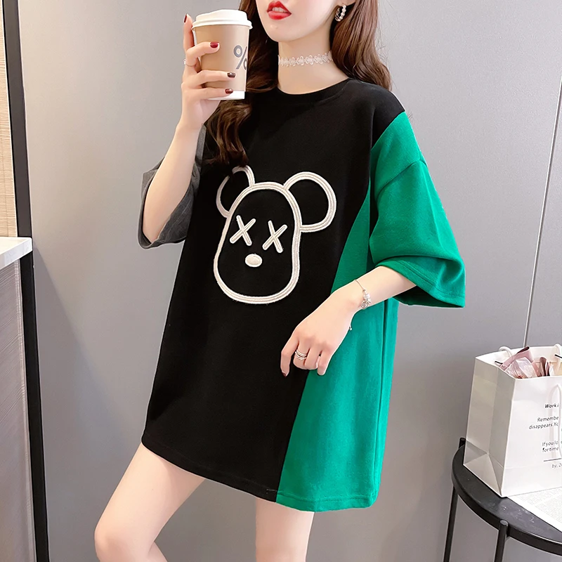 

Real Shot New Summer Embroidered Korean Loose Size Women's Short Sleeve T-Shirt