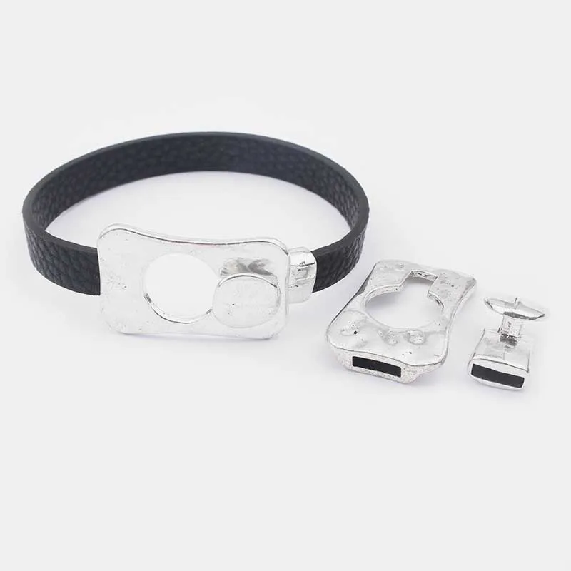 2 комплекта тибетских серебристых/медных застежек-крючков для плоских кожаных