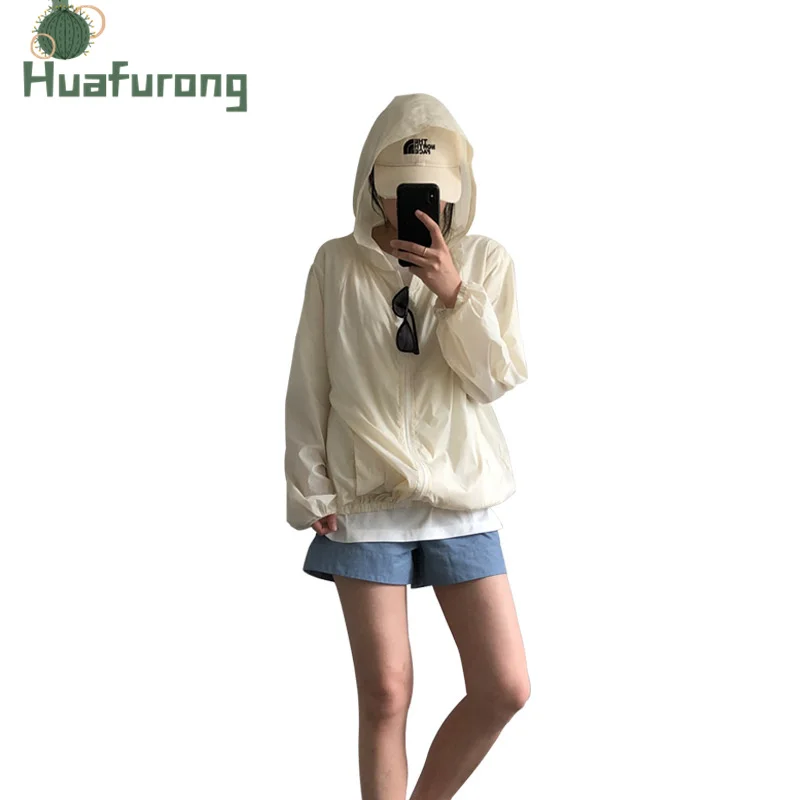 

Hooded Zipper Loose Jacket Silky Lightweight Breathable Long Sleeve Sun Protection Clothing Women