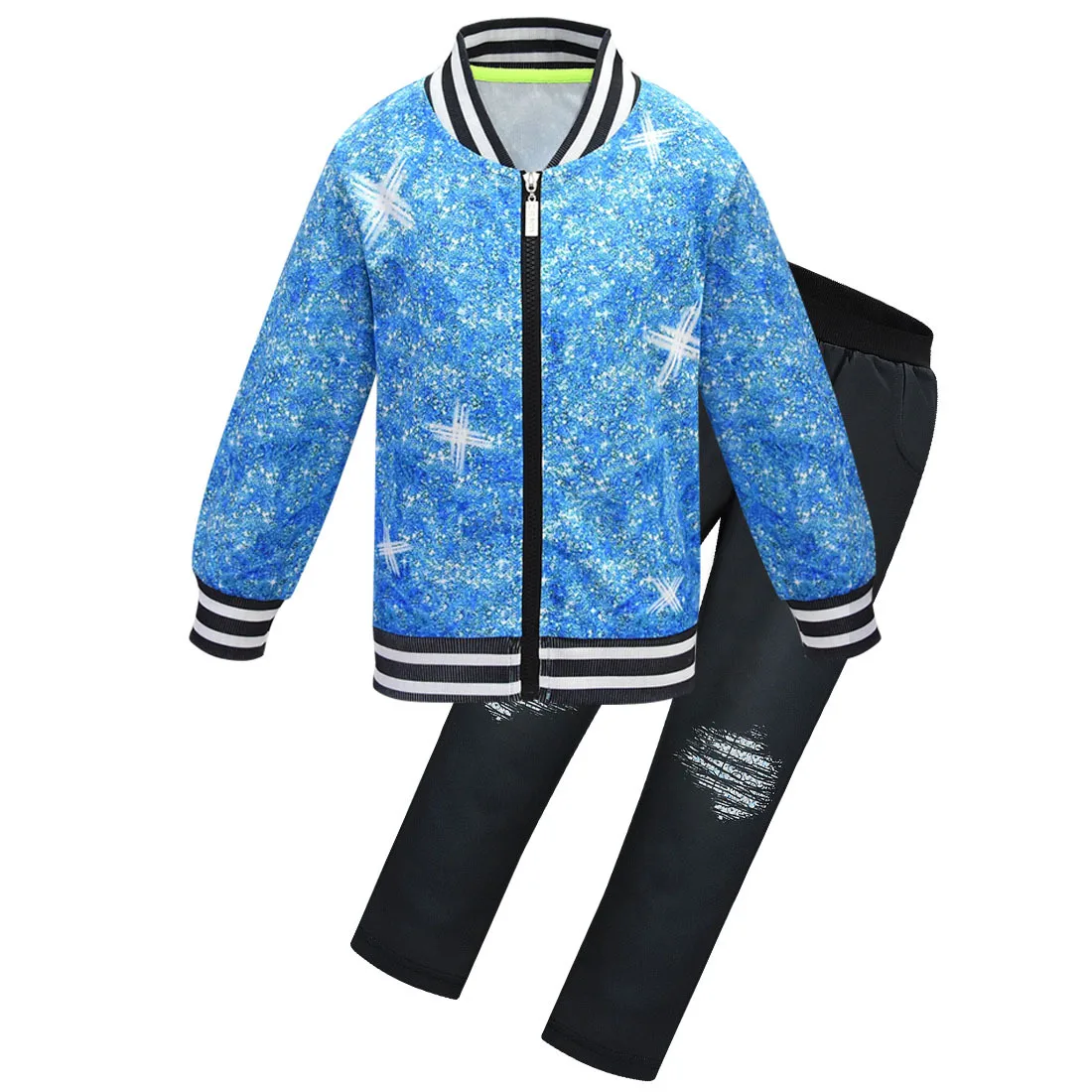 Спортивный костюм для девочек-подростков повседневная куртка на молнии и штаны 4