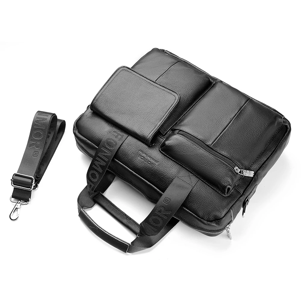 

FONMOR Men Genuine Leather Briefcase Man Laptop Bag Messenger Bags 2021