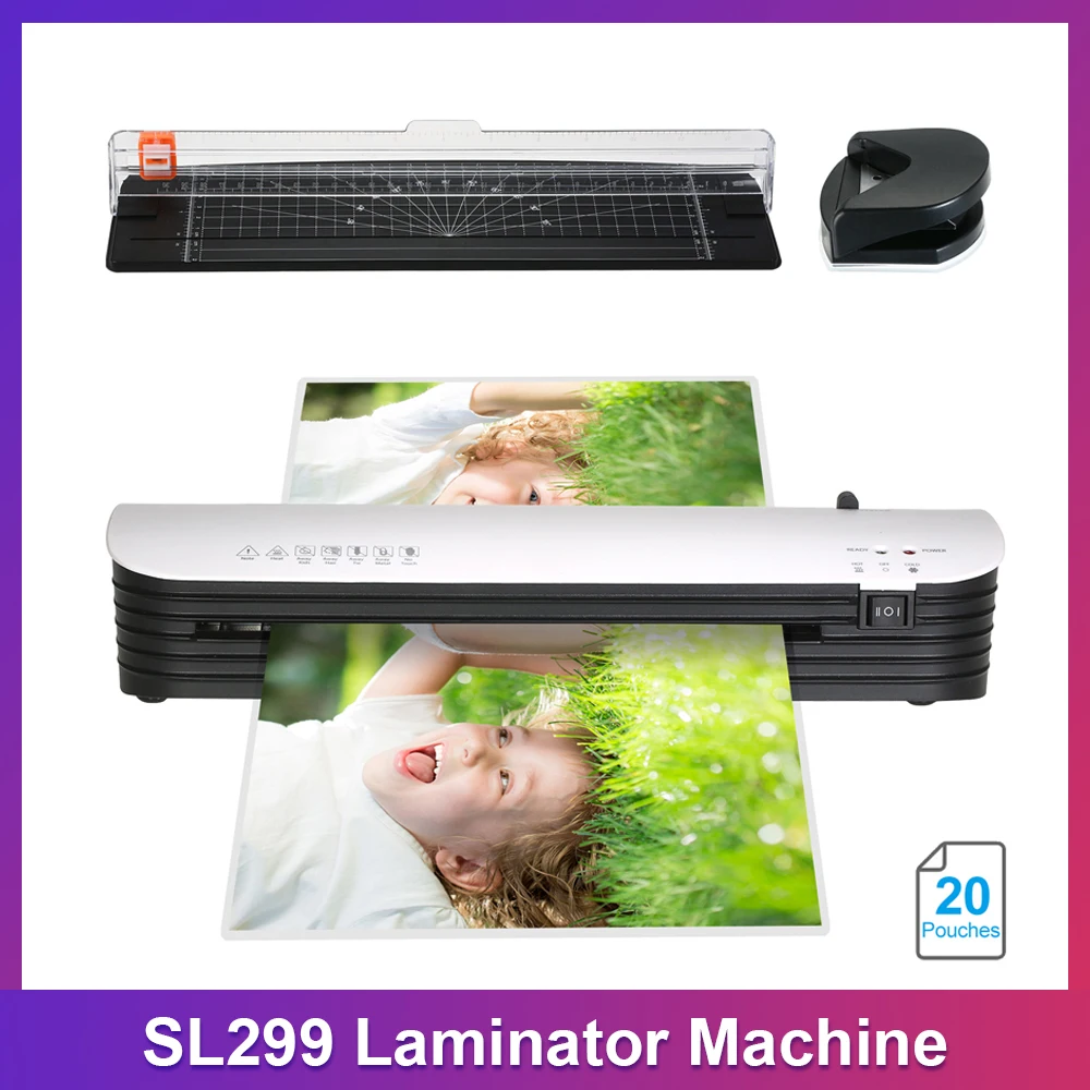 

dodocool SL299 Laminator Machine Set A4 Size Hot and Cold Lamination 2 Roller System with 20 Laminating Pouches Paper Cutter