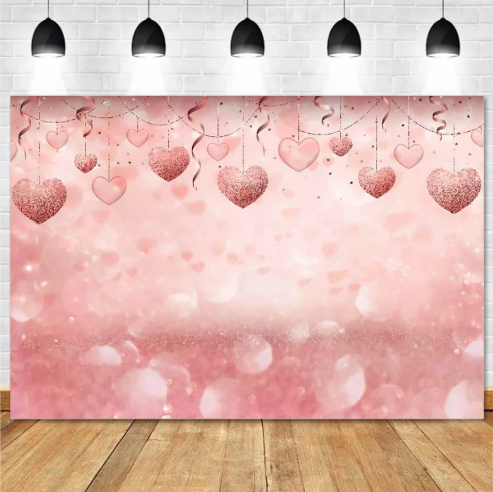 

Valentine Photography Backdrop Pink Sparkling Glitter Newborns Baby Children Family Party Photo Background Studio PhotocallW4840