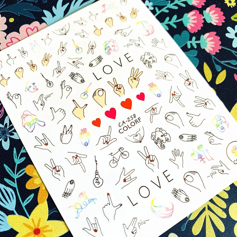 

Newest CA-258-259 gesture 3d nail art sticker nail decal stamping export japan designs rhinestones decorations