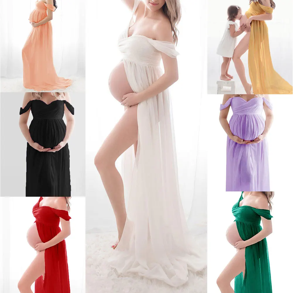 

Pregnant Women'S Photography Clothing Chiffon Dress Mopping Long Skirt Strapless Lace Dress Fancy Photo Shoot Skirt 2021 New