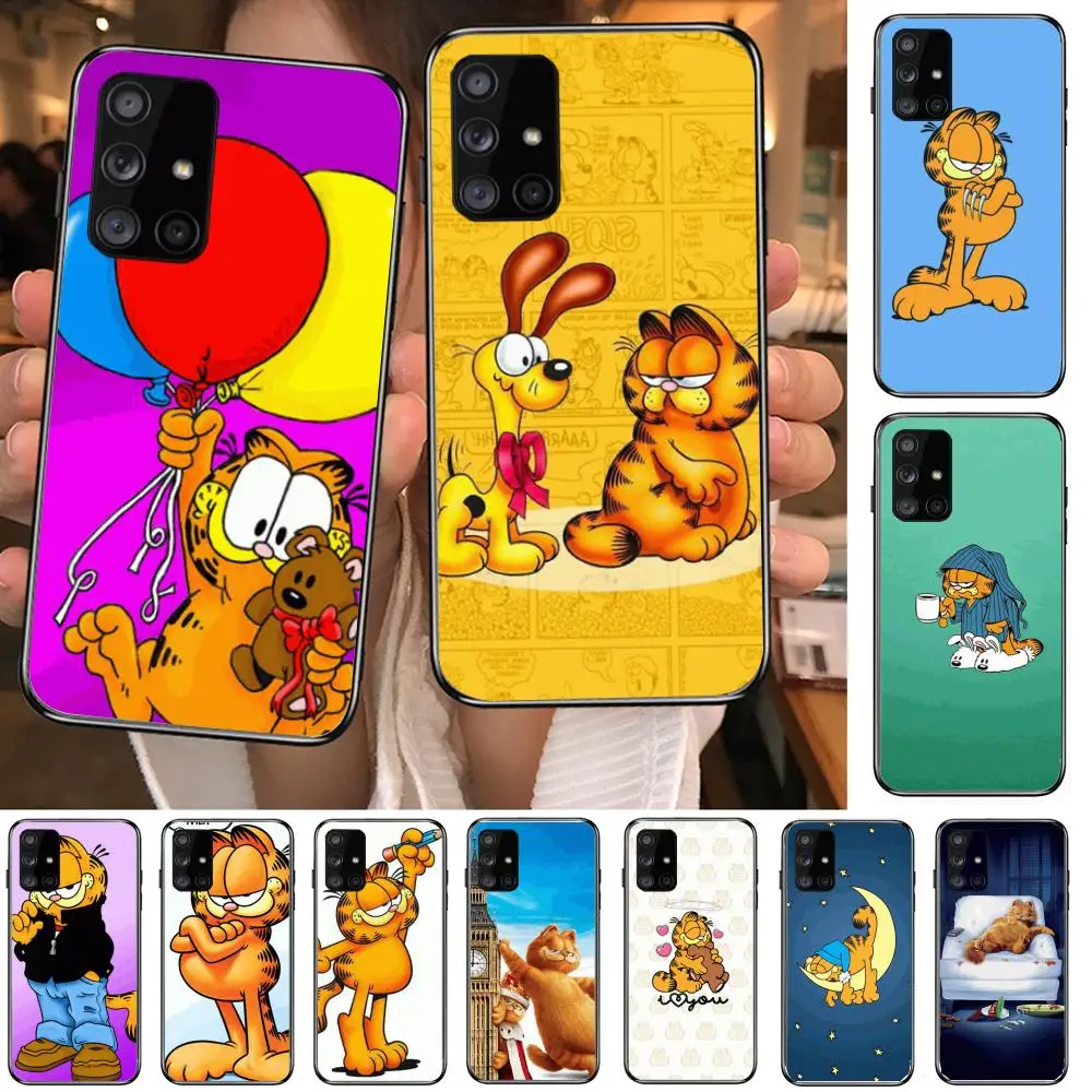 

Anime cute G-garfield Phone Case Hull For Samsung Galaxy A 90 50 51 20 71 70 40 30 10 80 E 5G S Black Shell Art Cell Cover