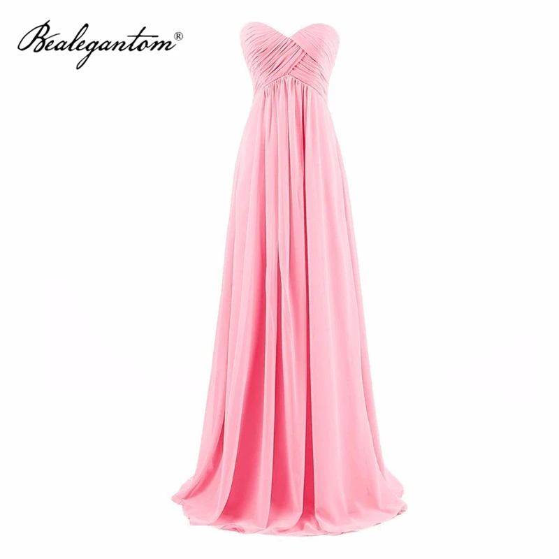 

Bealegantom Chiffon Prom Dresses 2021 A Line Sleeveless Long Formal Evening Bridesmaid Party Gown Longo Robes De Soiree PD1280