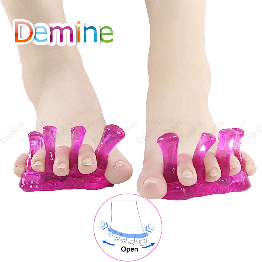 

Demine Silicone Gelgel Five Toe Strecher Separator Hallux Valgus Corrector Toe Overlap Separation Orthosis Insert Foot Care Tool