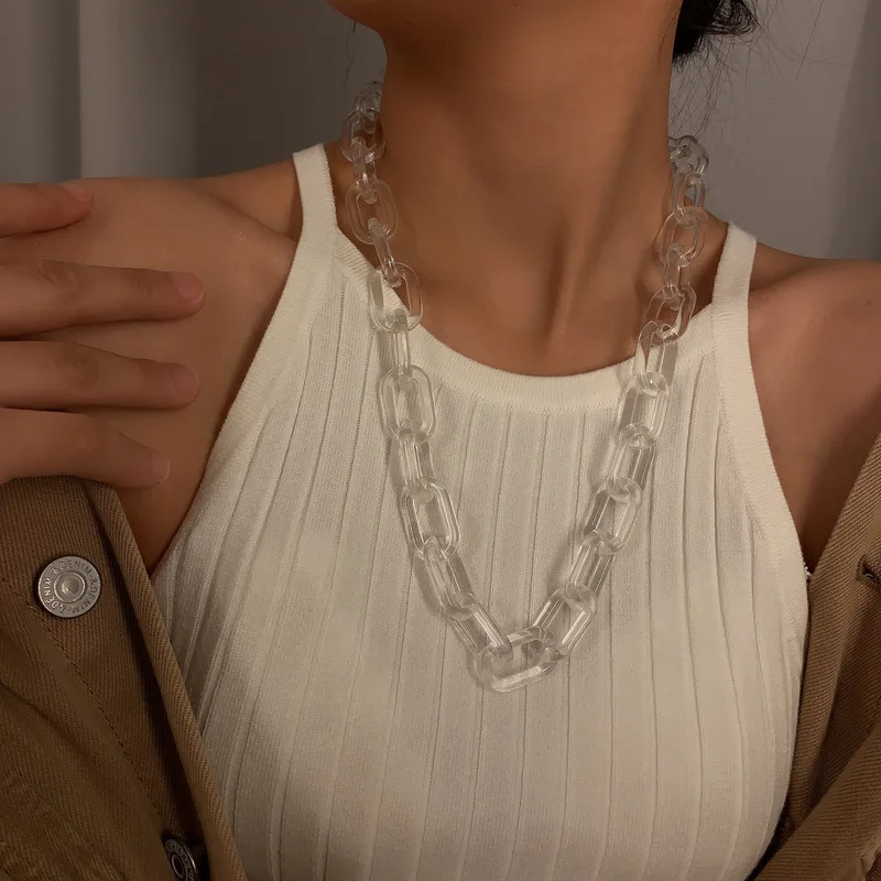

AE-CANFLY 2020 New Fashion Hip Hop Bone Chain Necklace Acrylic Personality Wild Men and Women Necklaces Cuban Link Goth Jewelry