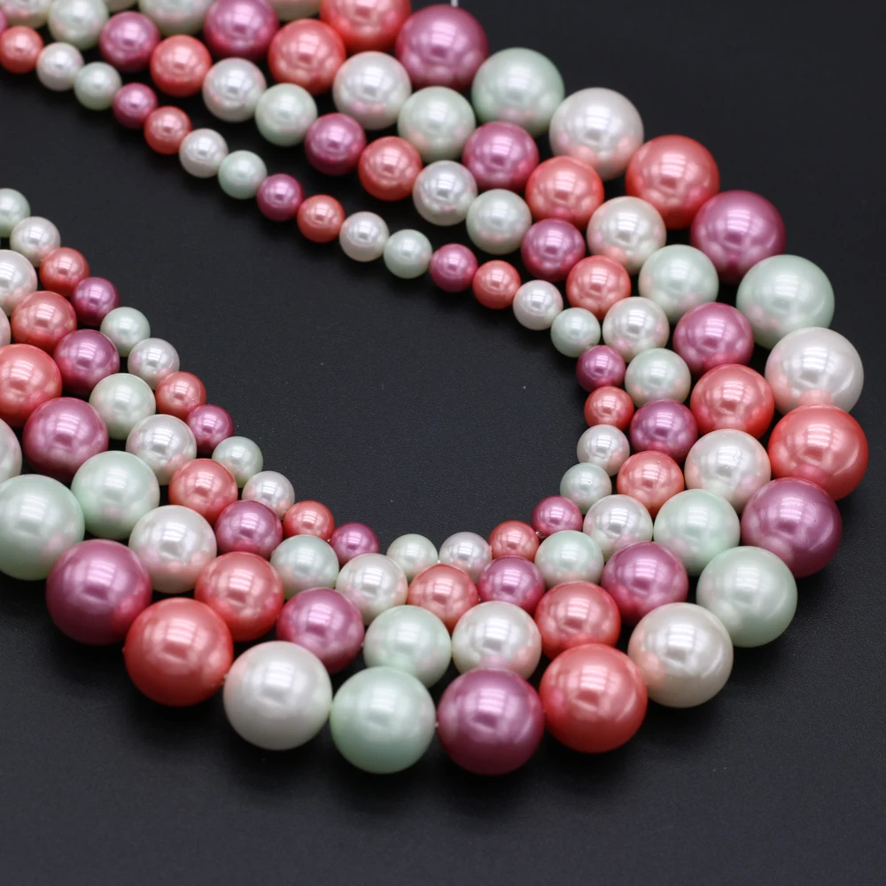

Natural Round Mixed Color Mother of Pearl Shell Bead Handmade DIY Party Necklace Bracelet Jewelry Love Wife Gift Making Beads