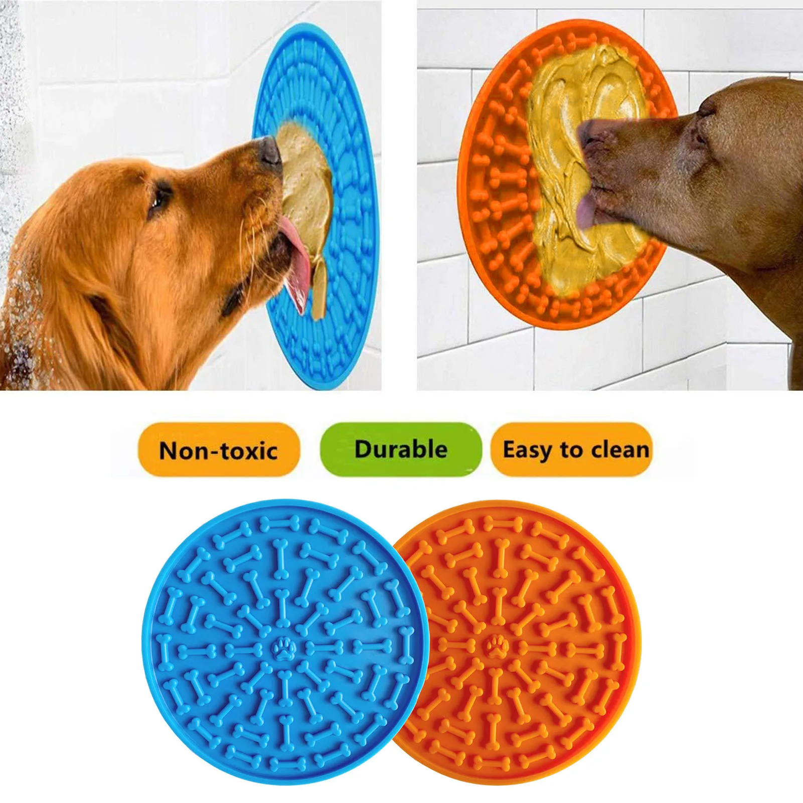 

Pet Lick Mat Suction Cup Relieving Anxiety Dog Licking Pad Silicone Cat Slow Feeder Bathing Mat Training Treat Dispensing