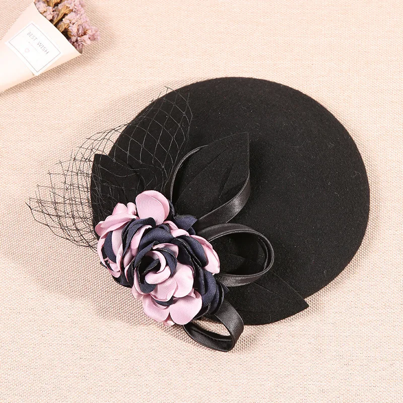 Женская шерстяная сетчатая шляпа с фатурой свадебная цветами свадебные подарки