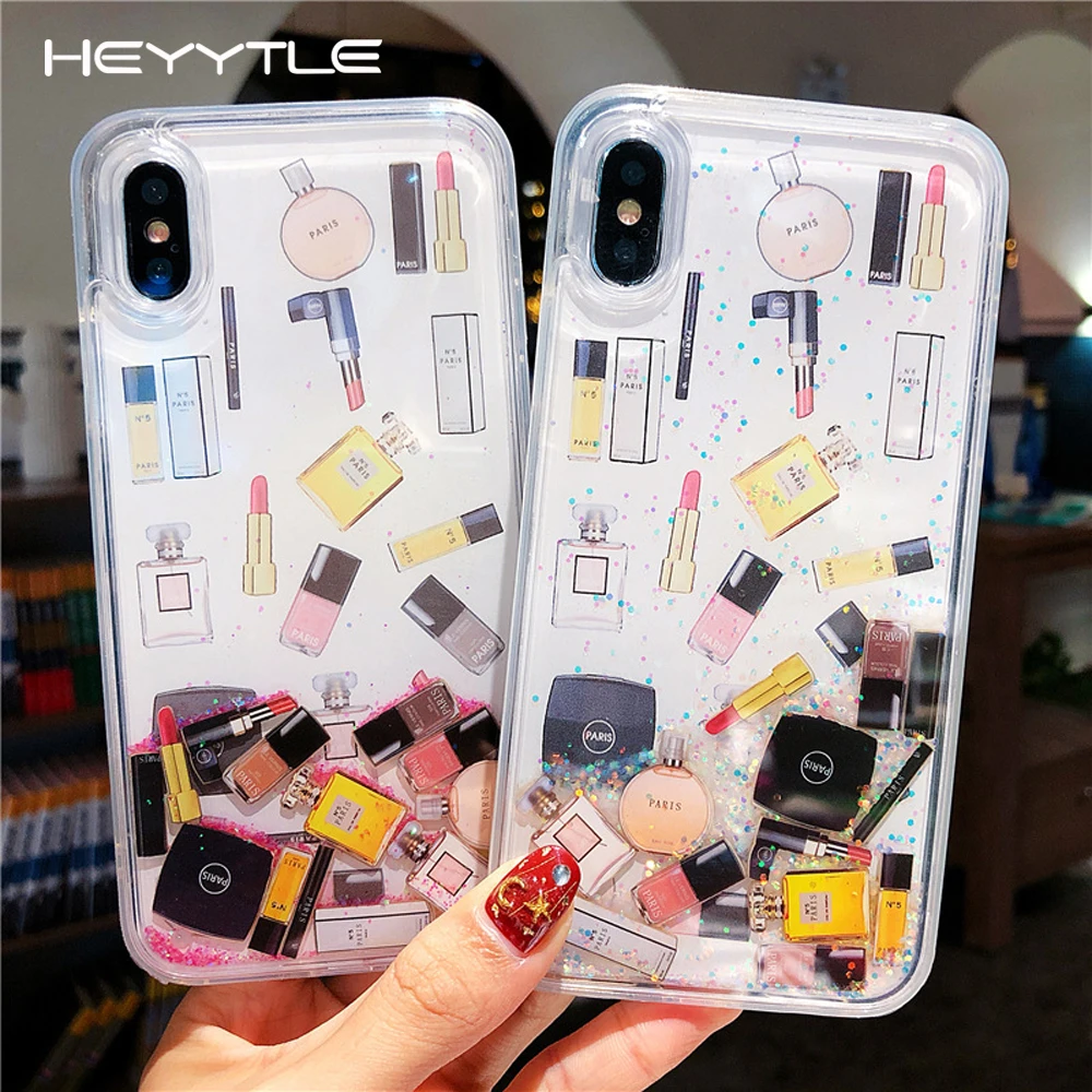 Heyytle чехол сверкающий с блестками для 7 Plus 8 6 6s динамичный жидкий песок Чехлы iPhone X