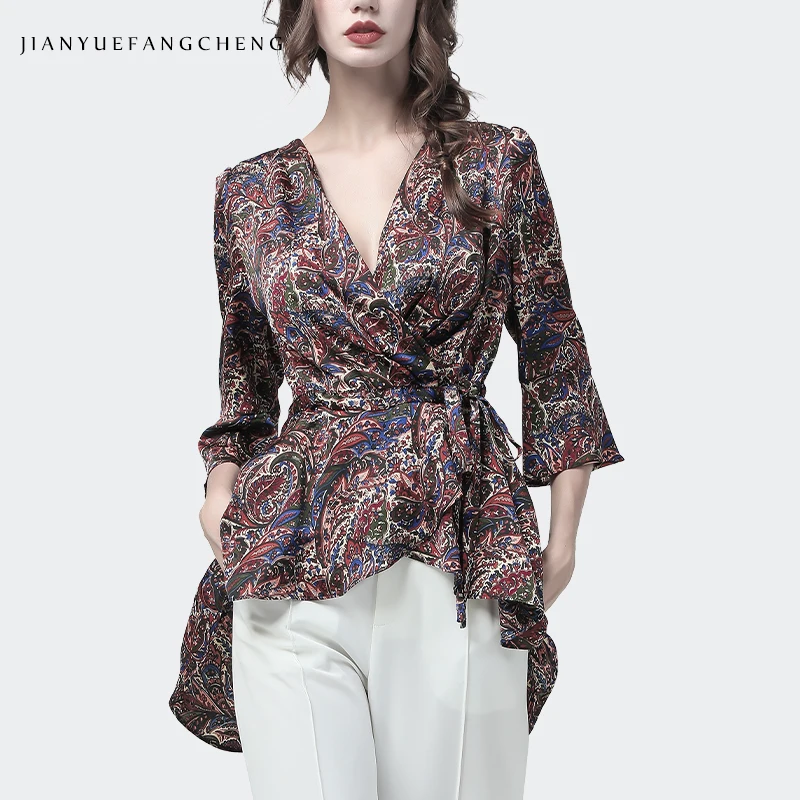 Женская винтажная блузка в стиле бохо с цветочным принтом коротким рукавом