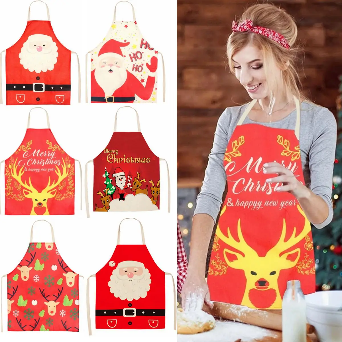 Женский фартук с Санта Клаусом Рождественское украшение для дома рождественский